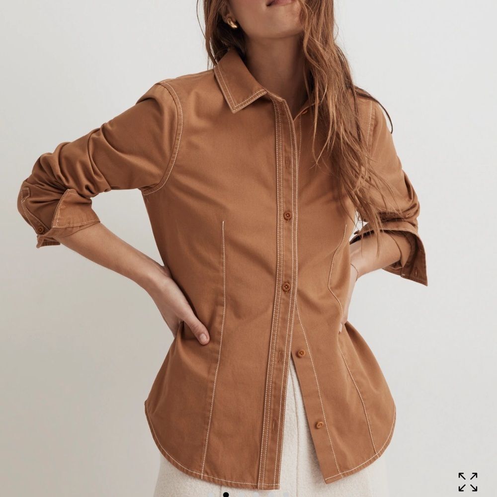 Madewell Darted Button-Up Shirt in (Re)generative Chino Size 6 - Picture 3 of 8